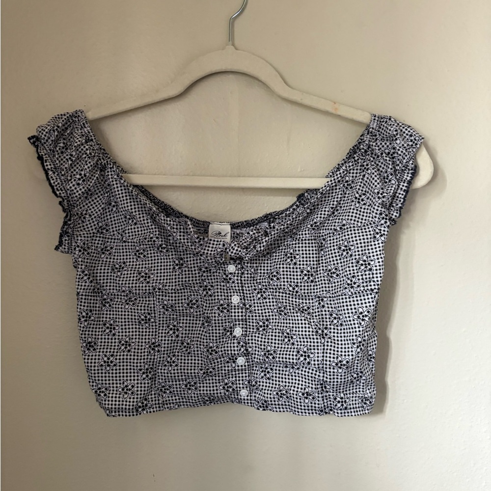 PINK Victoria's Secret Black and White Gingham Blouse